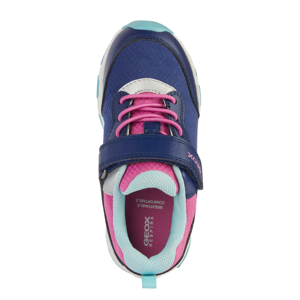 GEOX J Magnetar Girls Waterproof Runner - Navy/Fuschia