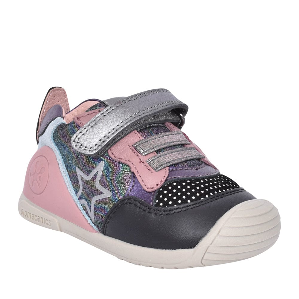 Biomecanics negro y malva navy and pink supportive girls first Velcro  shoe with star
