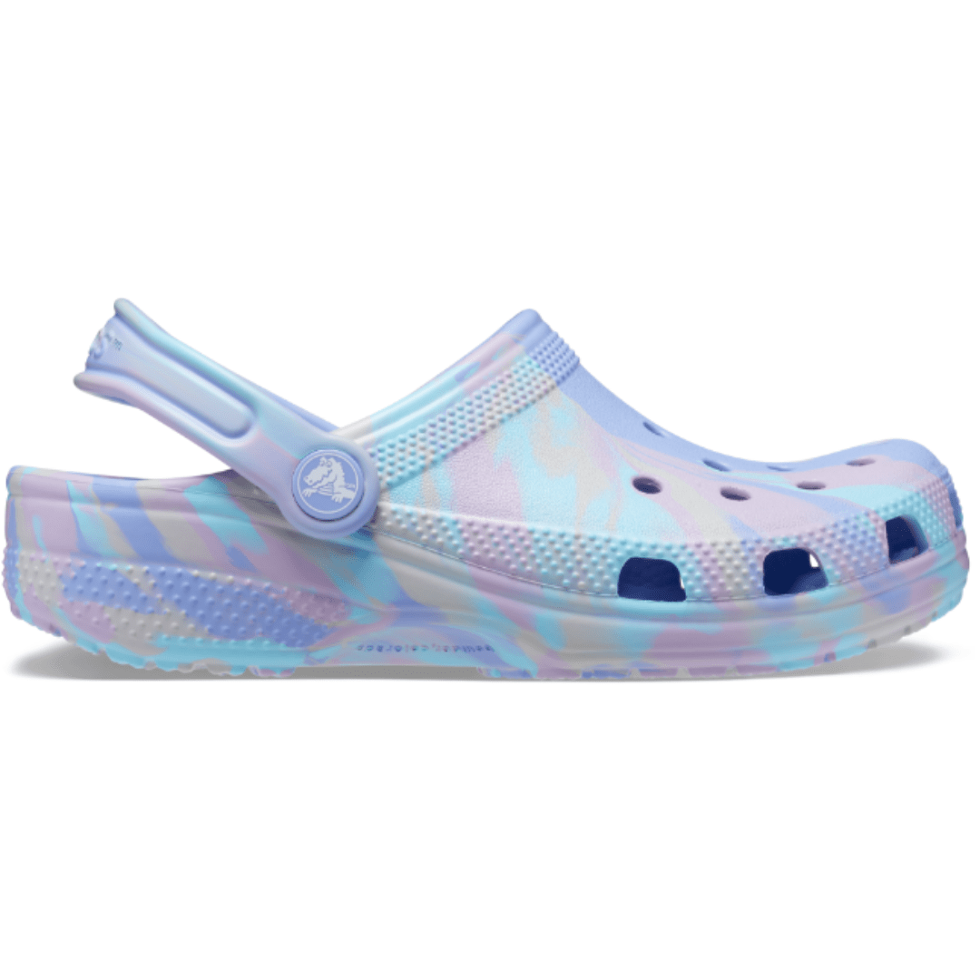Blue and purple crocs discount