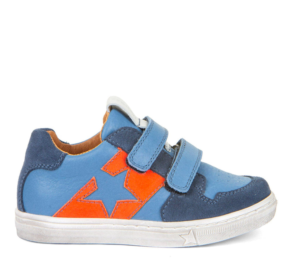 Froddo Dolby Boys leather runner - Jeans in blue and orange with star detail on side