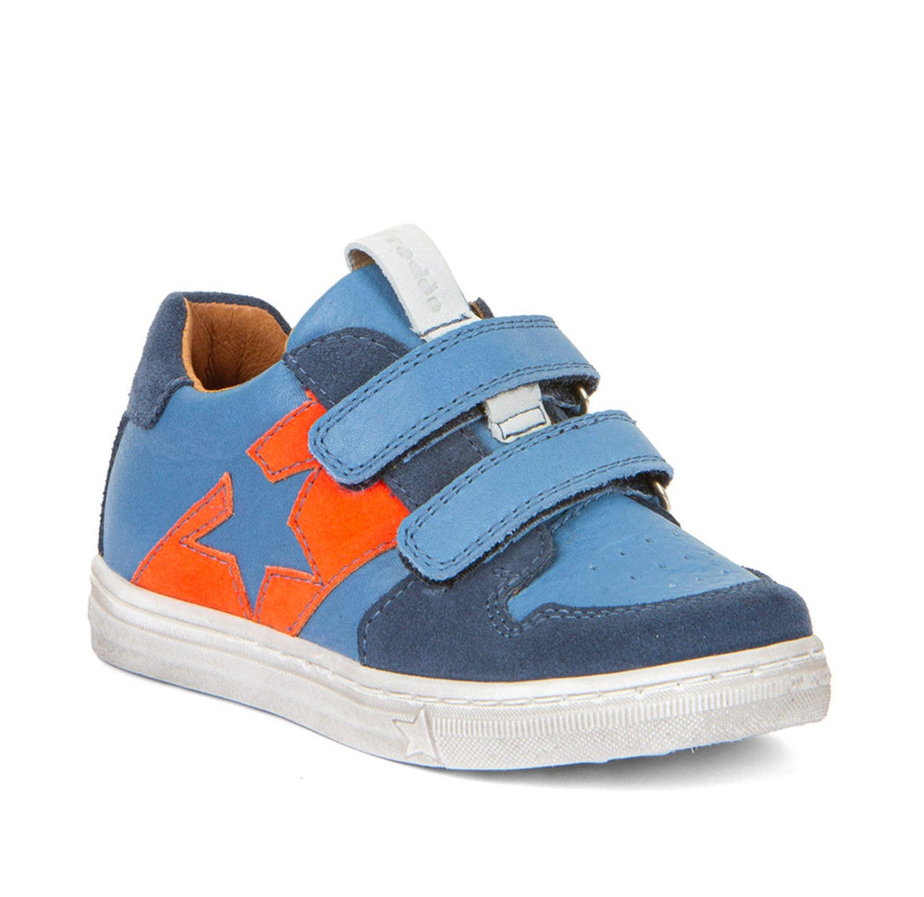 Froddo Dolby Boys leather runner - Jeans in blue and orange with star detail on side