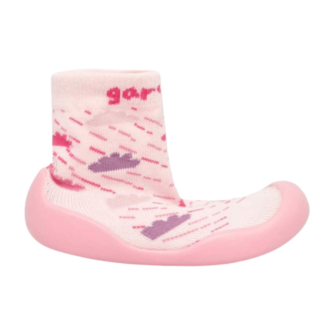 Garvalin Girls Rubber Sole Baby Sock Shoes- Pink