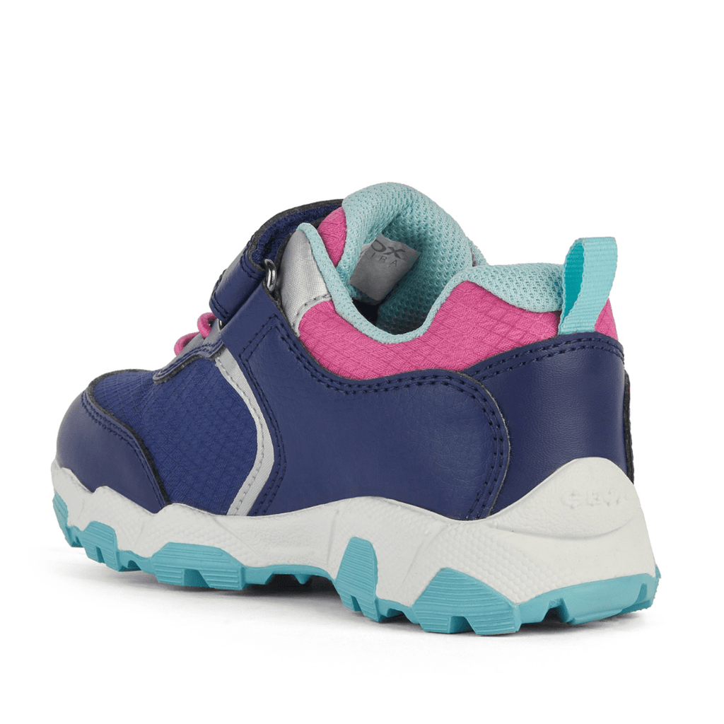 GEOX J Magnetar Girls Waterproof Runner - Navy/Fuschia