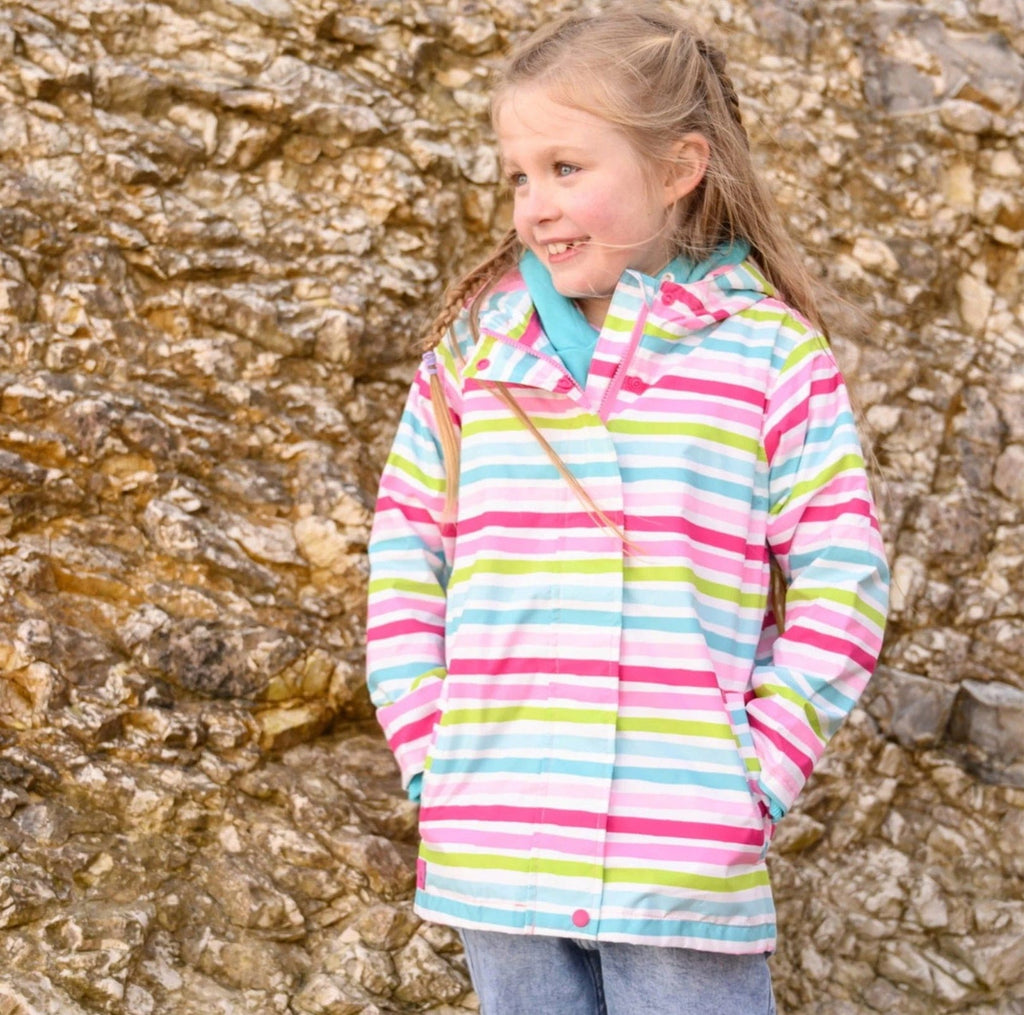 Little Lighthouse Girls Olivia Waterproof Coat - Multi stripe