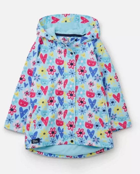 Little Lighthouse Girls Olivia Waterproof Coat - Soft Turquoise Flower