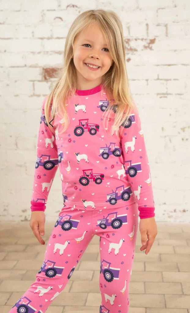 Girls Pink Pyjamas Tractor Farm Irish Design