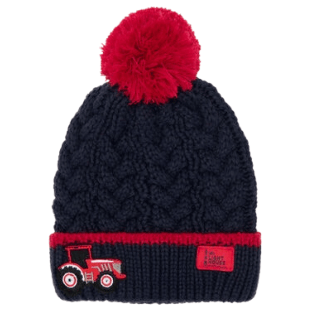 Red Woolly Tractor Bobble Hat