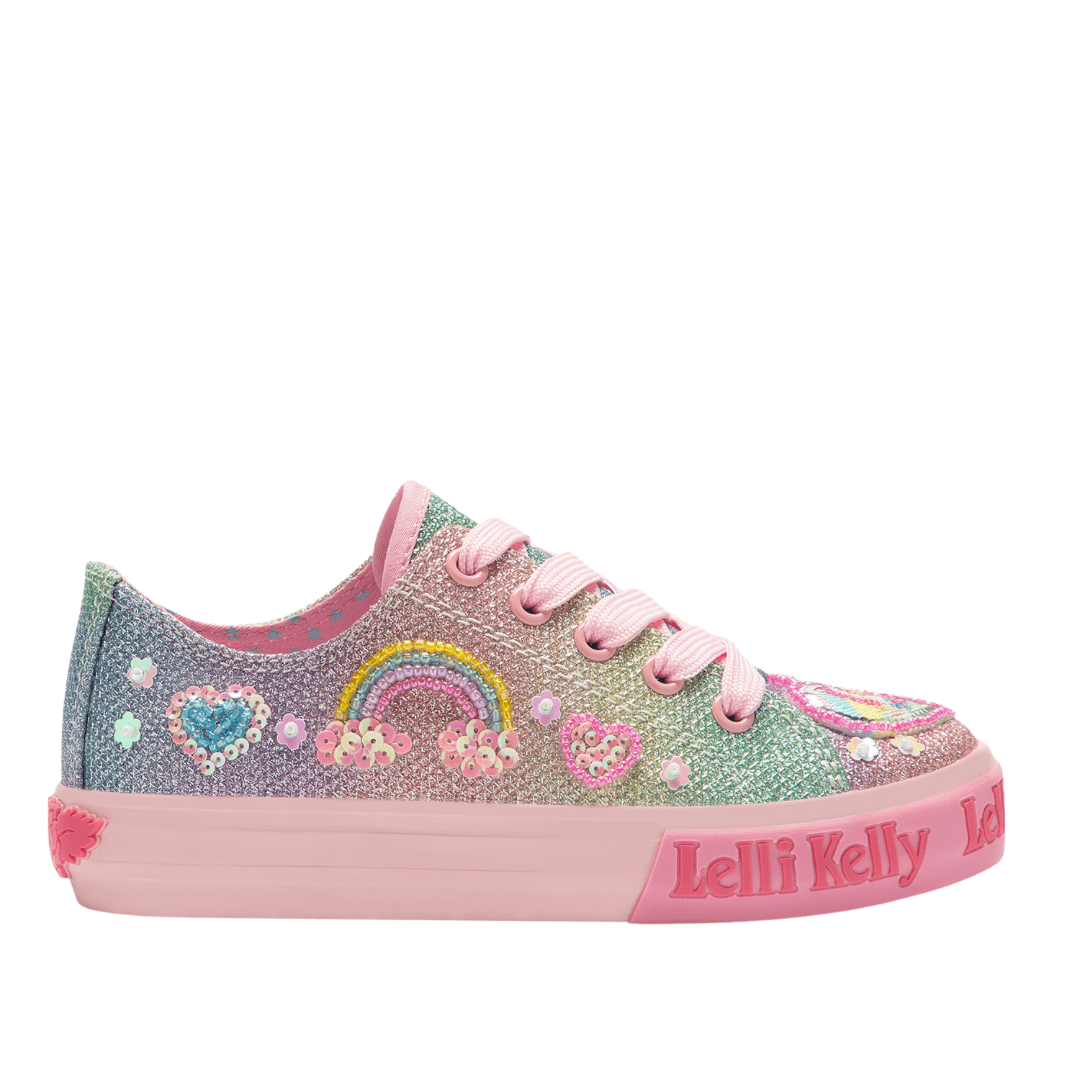 Lelli Kelly Unicorn Lace Up Canvas Shoes Multi Glitter