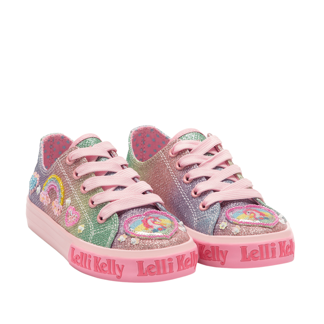 Lelli Kelly Unicorn Lace Up Canvas Shoes Multi Glitter My First Steps
