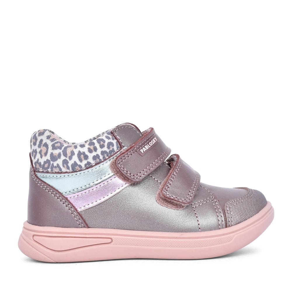 Pablosky Girls Quermit pink/silver with cheetah print