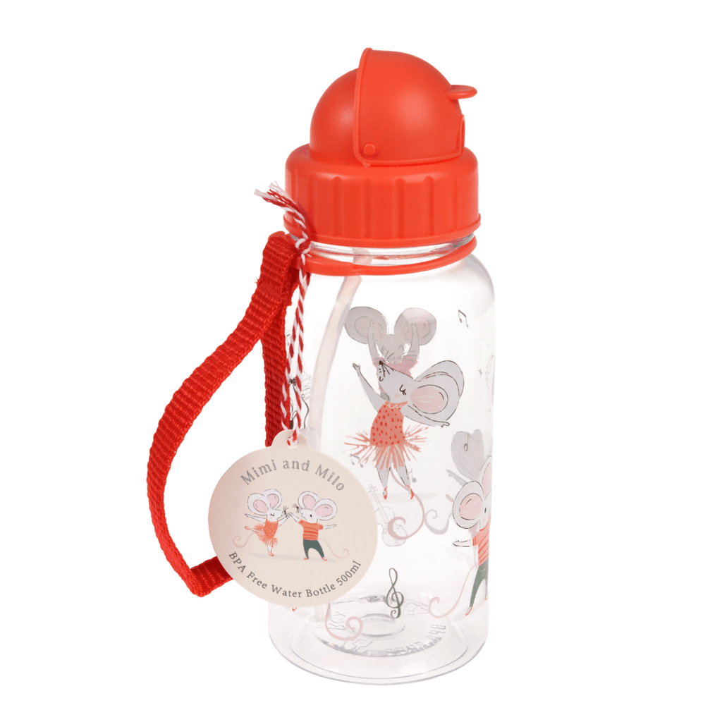 Rex London Mimi And Milo Children’s Water Bottle With Straw - Red/Clear