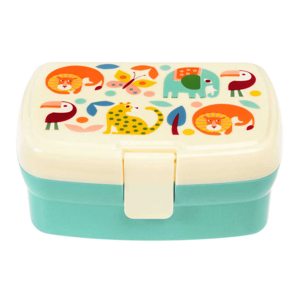 Rex London Wild Wonders Lunch Box With Tray - Turquoise/White