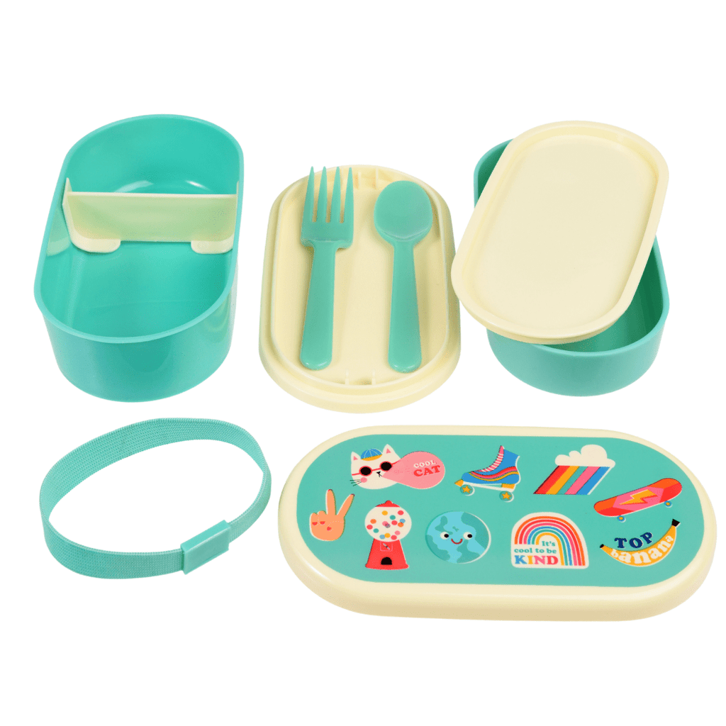 Rex London Top Banana Bento Box - Turquoise/White