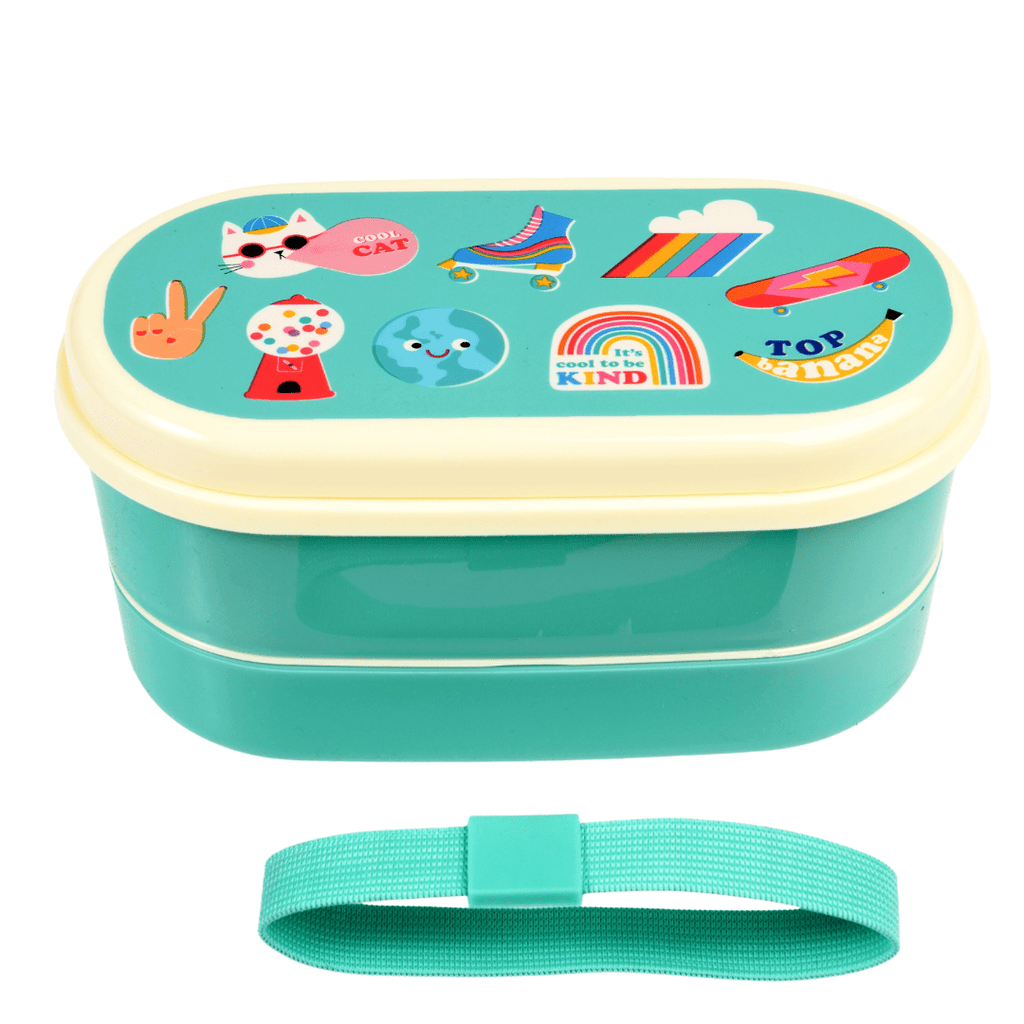 Rex London Top Banana Bento Box - Turquoise/White