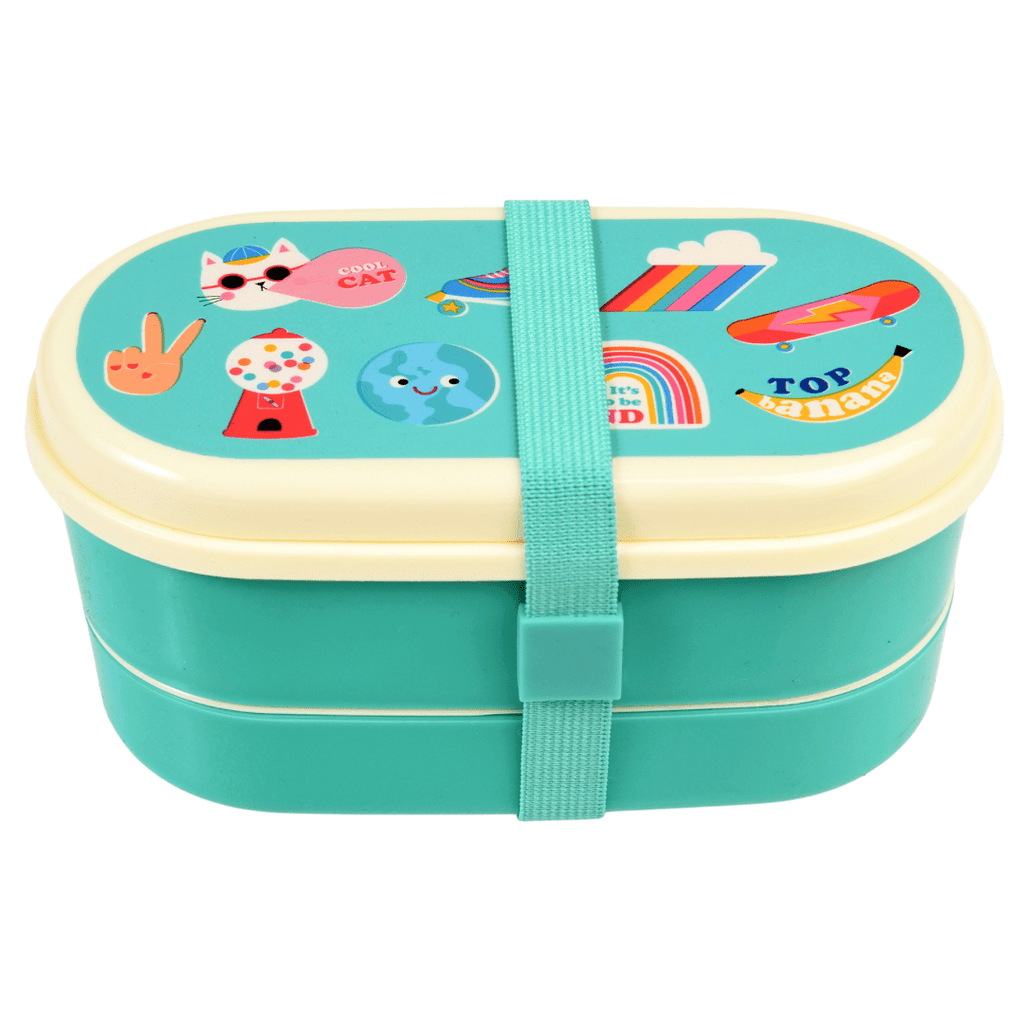 Rex London Top Banana Bento Box - Turquoise/White