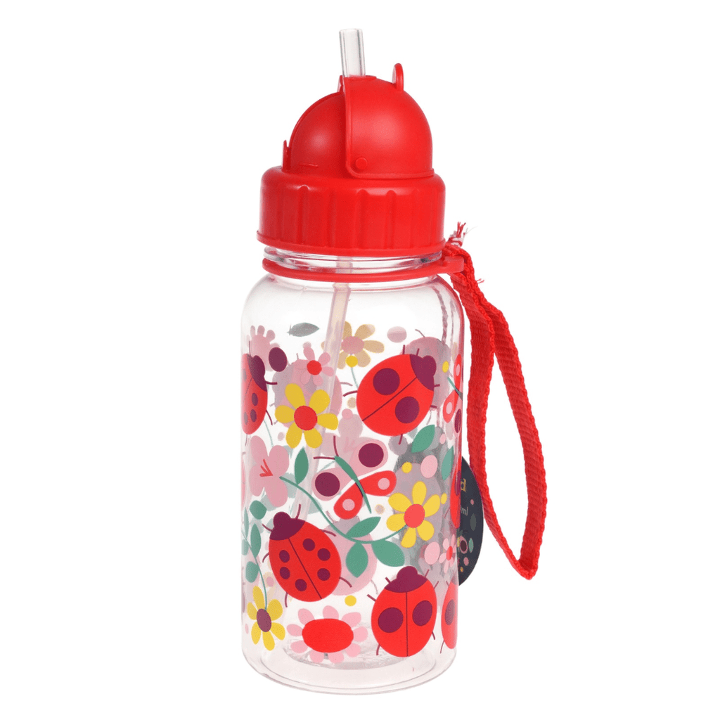 Rex London Ladybird Children’s Water Bottle With Straw - Red/Ladybird/Floral