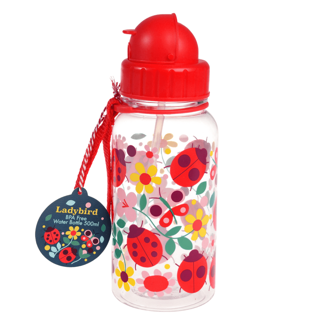 Rex London Ladybird Children’s Water Bottle With Straw - Red/Ladybird/Floral