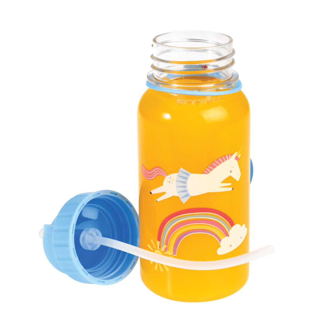 Rex London Magical Unicorn Children’s Water Bottle With Straw - Blue/Clear