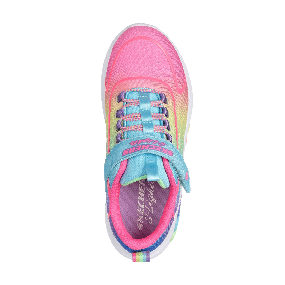 Skechers SLights Rainbow Cruisers Jr Girls Runners Turquiose Multi My First Steps